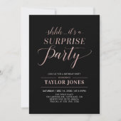 Invitation Black & Rosegold | Fête d'anniversaire surprise mo (Devant)
