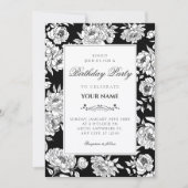 Invitation Black roses birthday (Devant)