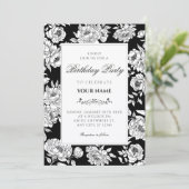 Invitation Black roses birthday (Debout devant)