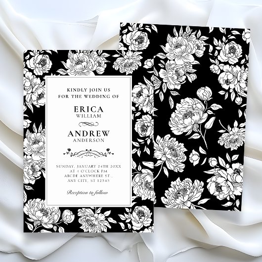 Invitation Black roses wedding