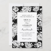 Invitation Black roses wedding (Devant)