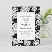 Invitation Black roses wedding (Debout devant)