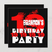 Invitation BLACK ROUGE 19e anniversaire Fête 19 ans V11 (Devant / Derrière)