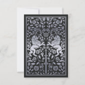 Invitation Black Royal Lion Médiéval Mariage d'argent (Dos)