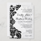 Invitation Black Rustic Luxe Vintage Mariage damassé (Devant)