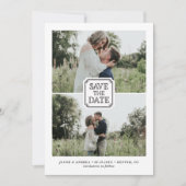 Invitation Black Rustic Two Photo Save the Date Annonce (Devant)