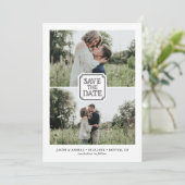 Invitation Black Rustic Two Photo Save the Date Annonce (Debout devant)