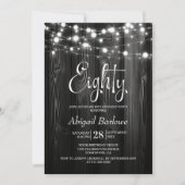 Invitation Black Rustic Wood 80e fête d'anniversaire (Devant)