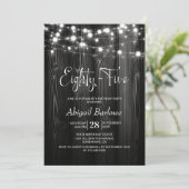 Invitation Black Rustic Wood 85e fête d'anniversaire (Debout devant)