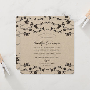 Invitation Black Sakura Cerry Blossoms Classy Mariage asiatiq