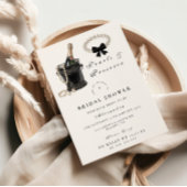 Invitation Black Satin Bow Pearls Bridal Shower