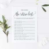 Invitation Black Script Who Knows the Retiree Best Game Card