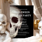 Invitation Black Scull Adult Halloween Dîner fête