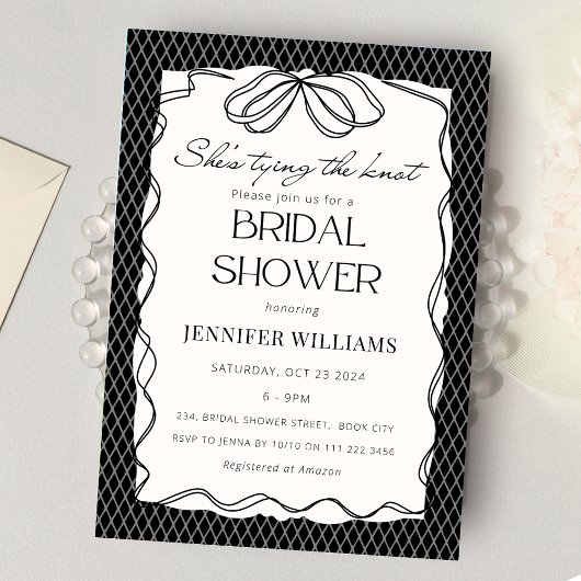 Invitation Black She's Tying the Knot Lace Fête des mariées