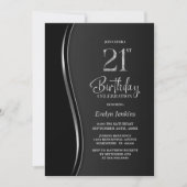 Invitation Black Silver 21e fête d'anniversaire (Devant)