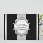 Invitation Black Silver 25e fête Mariage (Debout devant)