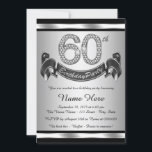 Invitation Black Silver 50th Birthday Party<br><div class="desc">Invitation à la fête du 50e anniversaire en noir et argent avec des numéros en diamant et une joyeuse bannière d'anniversaire sur un arrière - plan en argent et noir. Cette magnifique invitation à la fête du 50e anniversaire en argent est facilement customisée pour votre événement. Vous pouvez modifier la...</div>