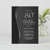 Invitation Black Silver 80th Birthday Party (Debout devant)