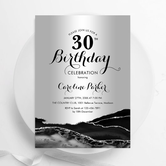 Invitation Black Silver Agate 30e anniversaire