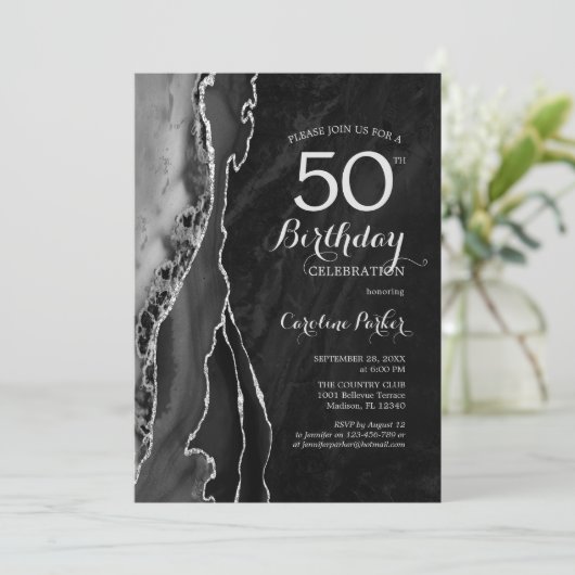 Invitation Black Silver Agate 50e anniversaire (Debout devant)