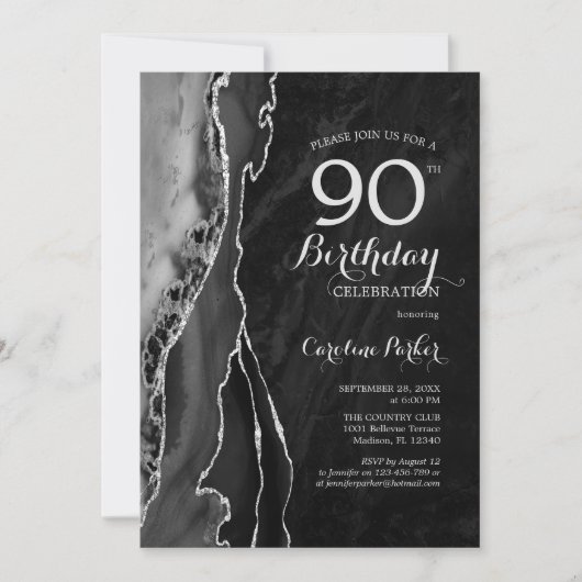 Invitation Black Silver Agate 90e anniversaire (Devant)