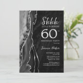 Invitation Black Silver Agate Surprise 60e anniversaire (Debout devant)