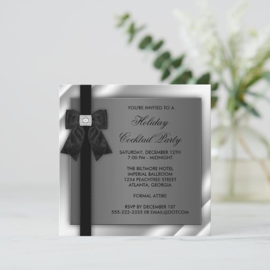 Invitation Black Silver Black Cravate Party Black Cravate For (Debout devant)