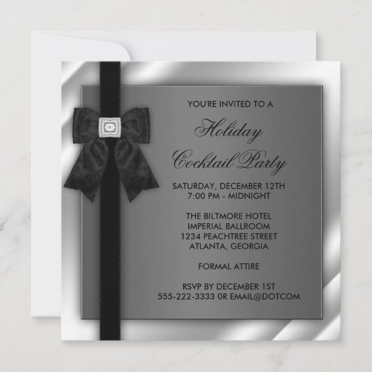 Invitation Black Silver Black Cravate Party Black Cravate For (Devant)