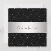 Invitation Black Silver Cravate Noir Parti d'entreprise (Devant)