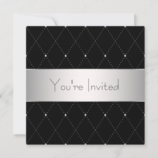 Invitation Black Silver Cravate Noir Parti d'entreprise (Devant)