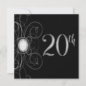 Invitation Black & Silver Diamond 20 20ème fête d'anniversair (Dos)