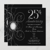 Invitation Black & Silver Diamond 25 25e anniversaire (Devant / Derrière)