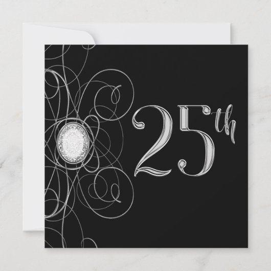 Invitation Black & Silver Diamond 25 25e anniversaire (Dos)