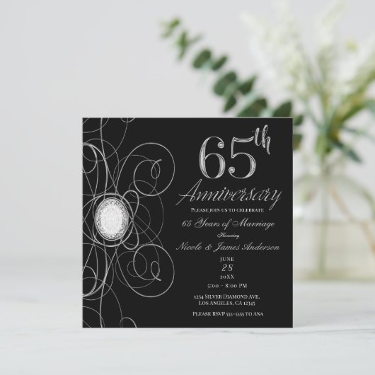 Invitation Black & Silver Diamond 65 65e anniversaire (Debout devant)
