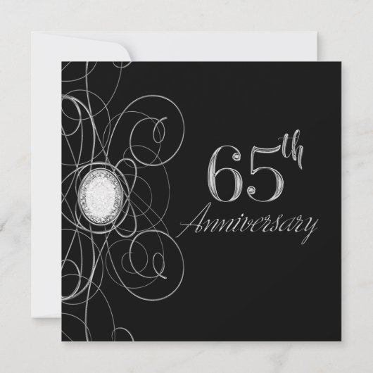 Invitation Black & Silver Diamond 65 65e anniversaire (Dos)