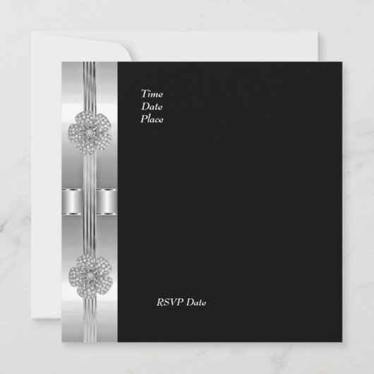 Invitation Black Silver Diamond fleuron Jewel (Dos)