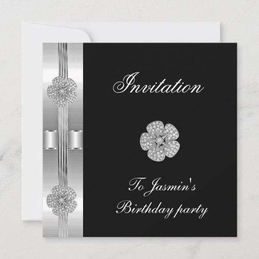 Invitation Black Silver Diamond fleuron Jewel (Devant)