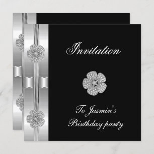 Invitation Black Silver Diamond fleuron Jewel