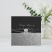 Invitation Black & Silver Diamond Sweet16 (Debout devant)