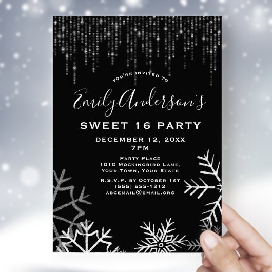 Invitation Black Silver Éclairage glace neige hiver doux 16