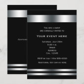 Invitation Black Silver Elegant Dinner Party Événement Invita (Devant / Derrière)