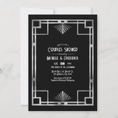 Invitation Black & Silver Gatsby Art Deco Couples Shower (Devant)