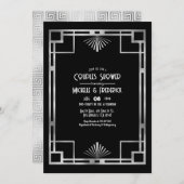 Invitation Black & Silver Gatsby Art Deco Couples Shower (Devant / Derrière)