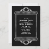 Invitation Black & Silver Gatsby Art Deco Engagement Party (Devant)