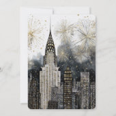 Invitation Black Silver Gold Glam Firework City Birthday (Dos)