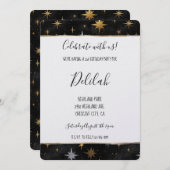 Invitation Black Silver Gold Glam Firework Stars Birthday (Devant / Derrière)