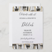 Invitation Black Silver Gold Glam Ribbons & Bows Birthday (Devant)