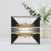 Invitation Black Silver Gold sur Black 21ème anniversaire fêt (Debout devant)