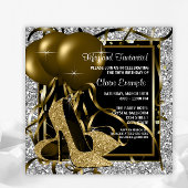 Invitation Black Silver Gold talons hauts femmes fête d'anniv