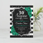 Invitation Black Silver Green Surprise 30e anniversaire (Debout devant)